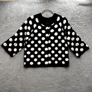 Chaus Women's XL Polka Dot Cardigan 3 Large Buttons Boxy Modern Classic